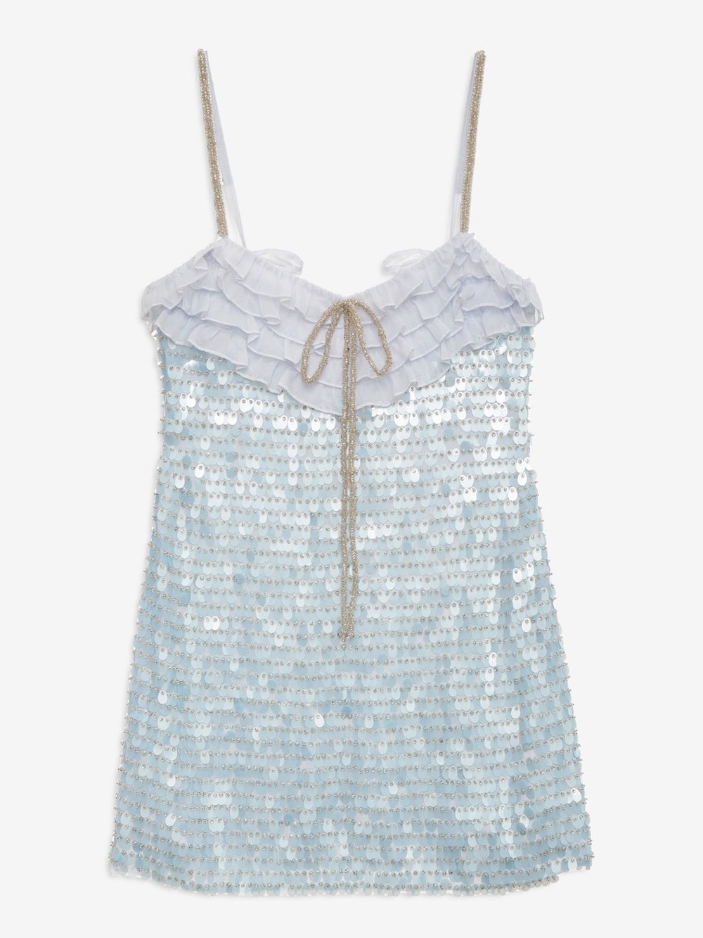 For Love & Lemons Light Blue Layered Sequin Mini Dress Size 2 NWT - Picture 5 of 10